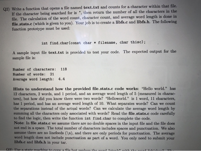  Q2) Write a function that opens a file named text.txt and
