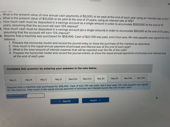 the present value of $10,000 to be paid at the end of