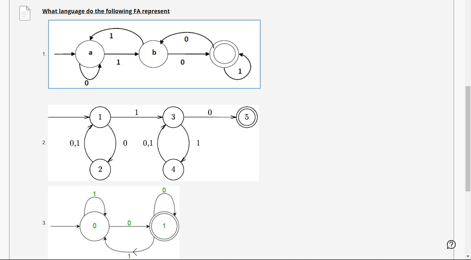  What language do the following FA represent