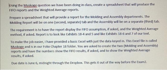  Using the Muskoge question we have been doing in class, create