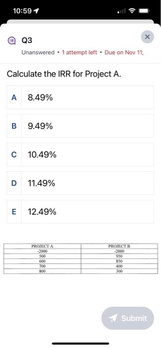  Calculate the IRR for Project A