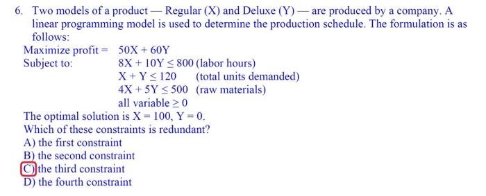 explain, please 6. Two models of a product Regular (X) and Deluxe