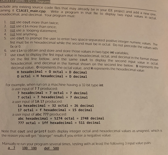  AIET O points-C++Program) xclude any existing source code files that may