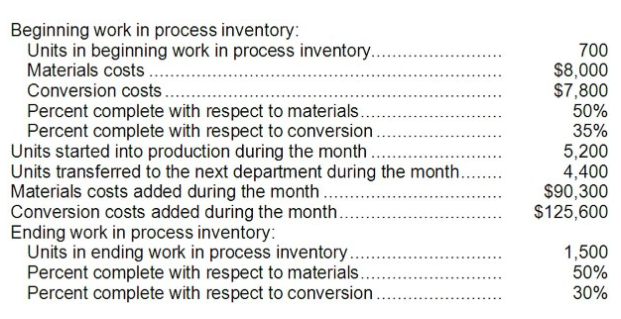 Hache Corporation uses the weighted-average method in its process costing system. Data