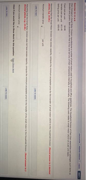  CALCULATOR PRINTER VERSION 4 RACK NEXT Exercise 21-11 a-b Chen Company's