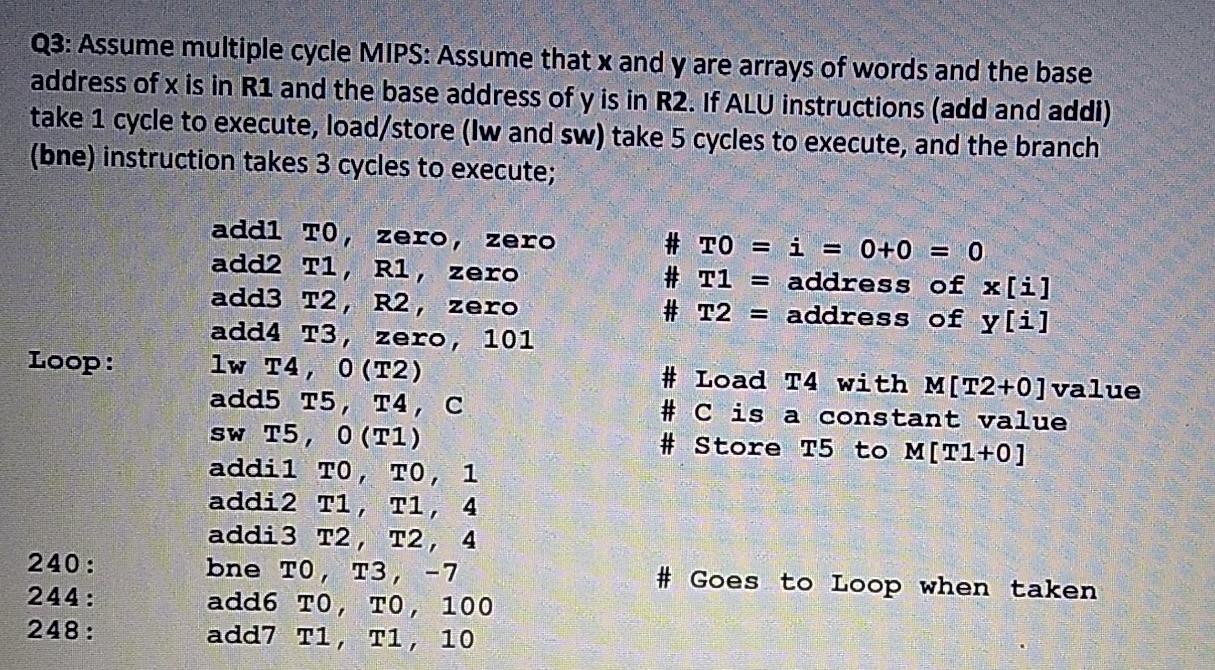 Course: ((computer architecture)) a. How many instructions are executed during the running