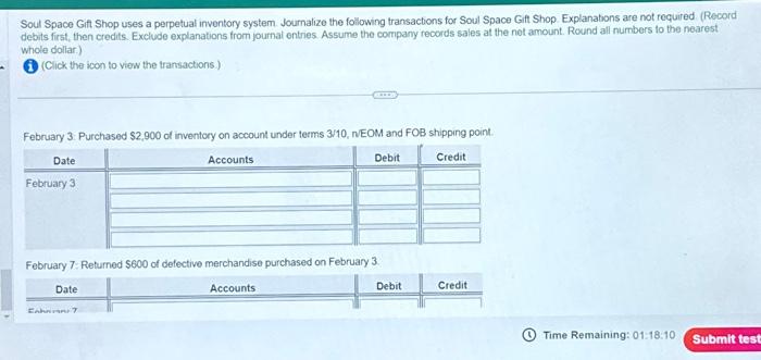  no explanation req Soul Space Git Shop uses a perpetual inventory
