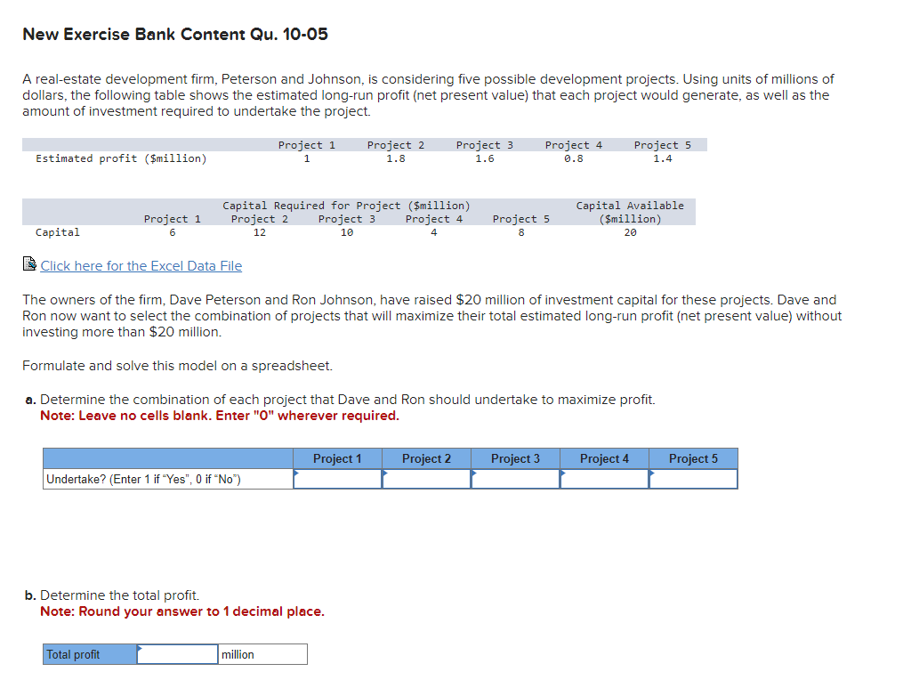 Excel Data is here Project 1 Project 2 Project 3 Project 4