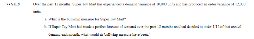 YOU MUST SHOW ALL WORK! ..S11.8 Over the past 12 months, Super