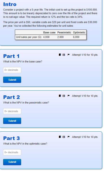  Intro Consider a project with a 5 -year life. The initial