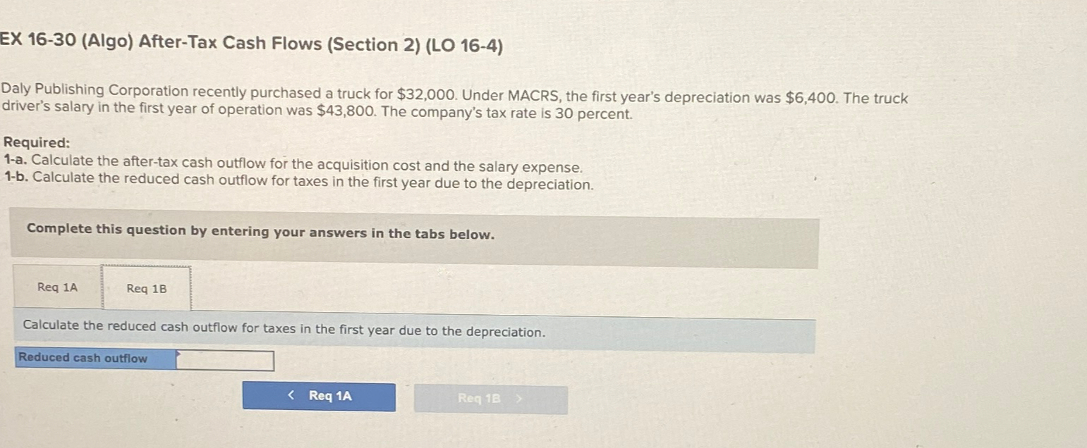  EX 16-30(Algo) After-Tax Cash Flows (Section 2)(LO 16-4) Daly Publishing Corporation