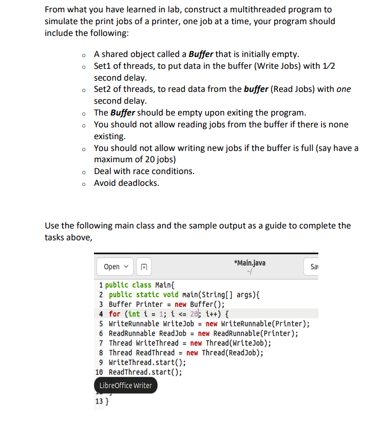  Submission: The source Java files for the classes in your program