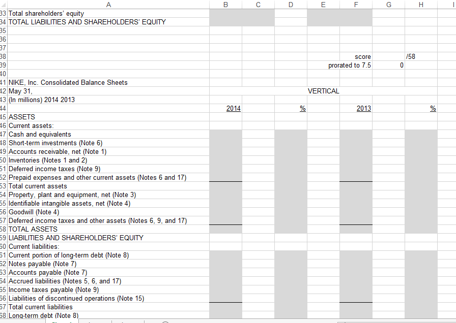 Consolidated Balance Sheets will serve as your primary resource for completing the