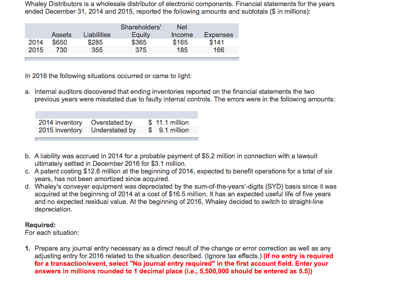  REQUIRED JE: a. Record entry necessary as a direct result of