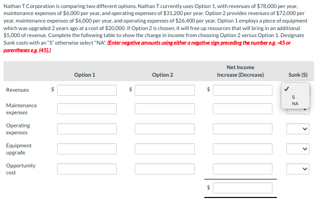 Please format the solution to match empty boxes! Nathan T Corporation is