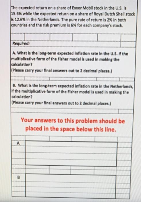 ch 4 mid term practice The expected return on a share of