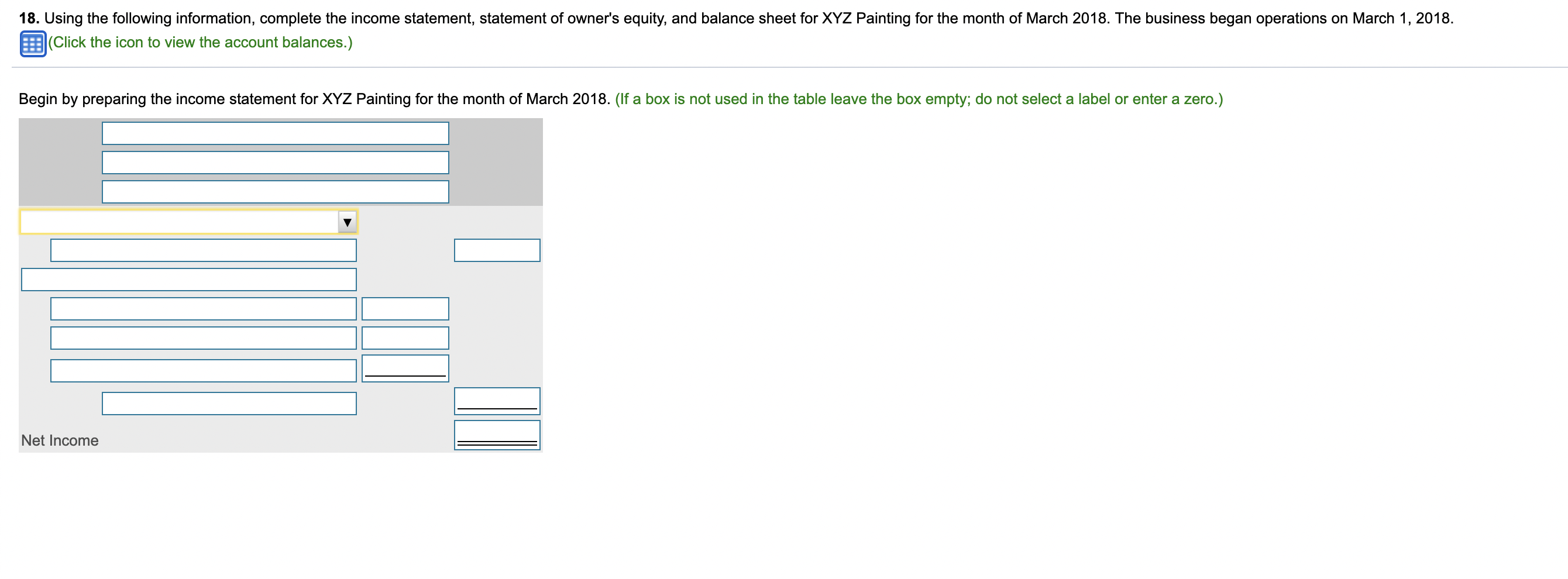 Receivable $ 1,900 Salaries Expense 500 Accounts Payable 1,400 Service Revenue 7,000
