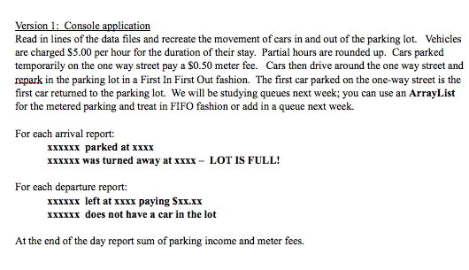 and computing the income of a small parking lot. I have provided