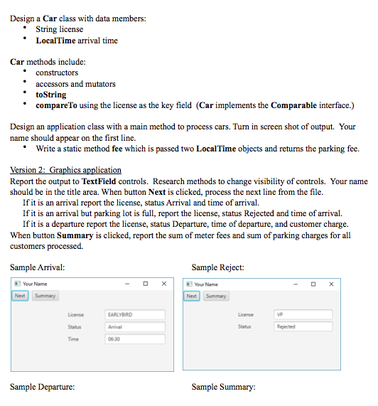 the needed classes and Lot.txt file at the bottom of this problem.