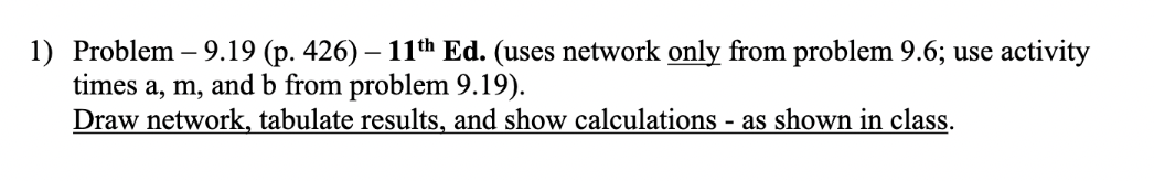 the following probabilistic activity time estimates are for the network in problem