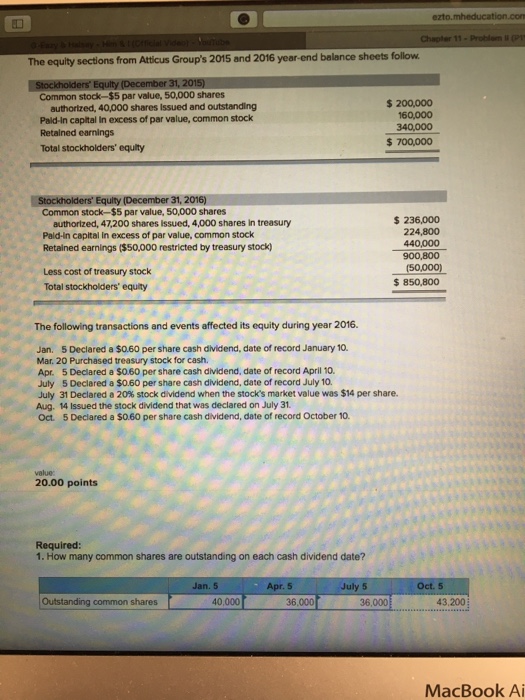 dividends, and stock splits. Check my work value 20.00 points 2. What