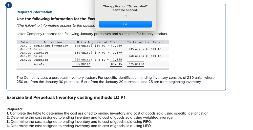 The application "Screenshot" can't be opened. Required information Use the following