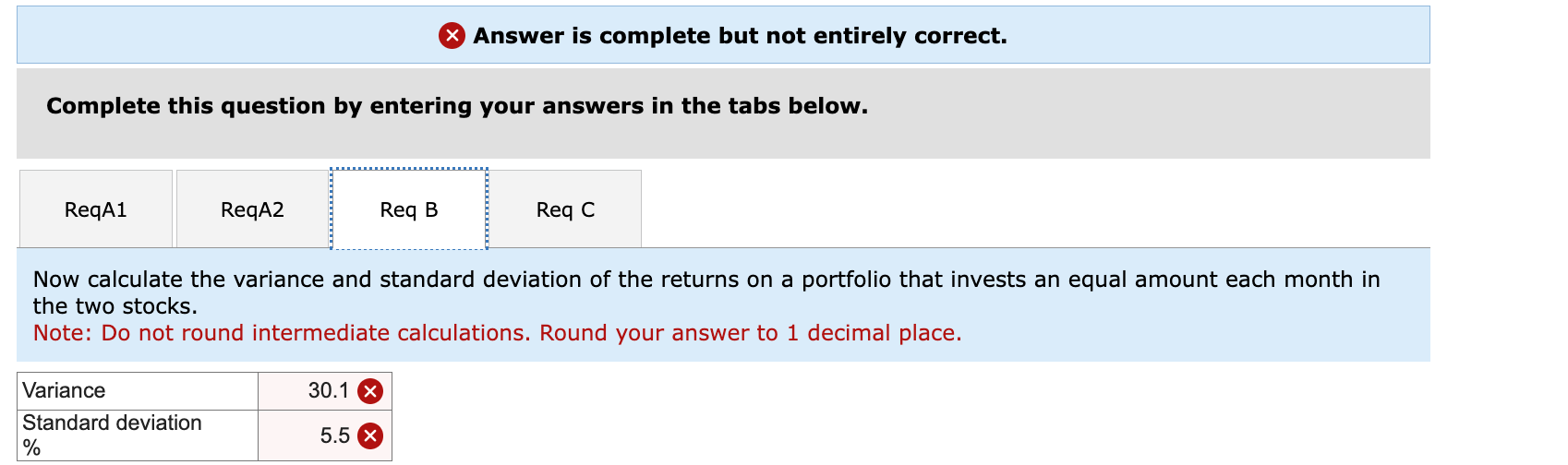 standard deviation of the returns on a portfolio that invests an equal