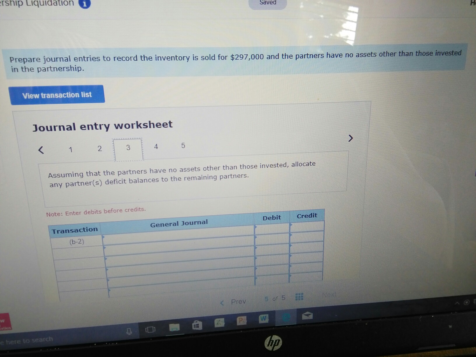 loss on the sale of inventory $297,00 and the partners have no
