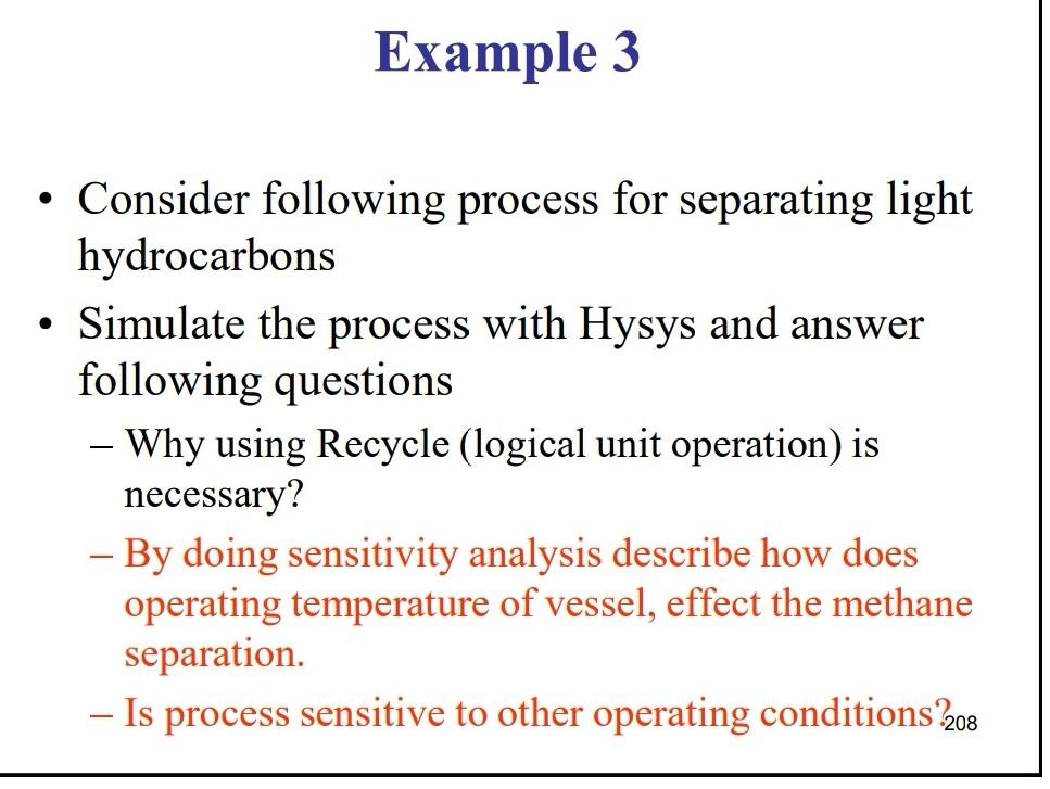  The solution - Consider following process for separating light hydrocarbons -