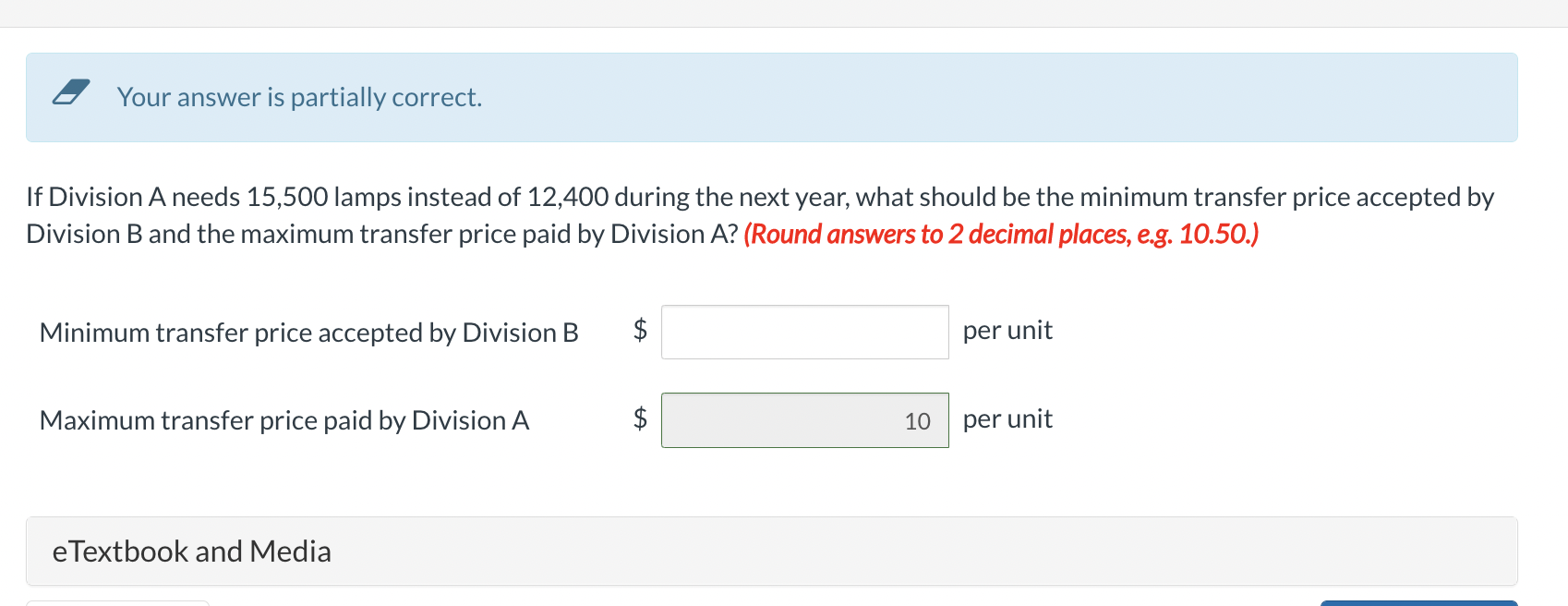 has two divisions. Division A makes and sells student desks. Division B
