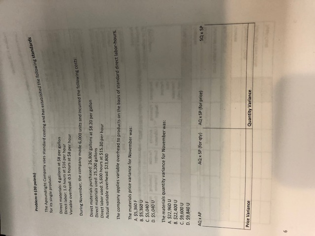  Need answer for the second paper Problem 6 (20 points) ards