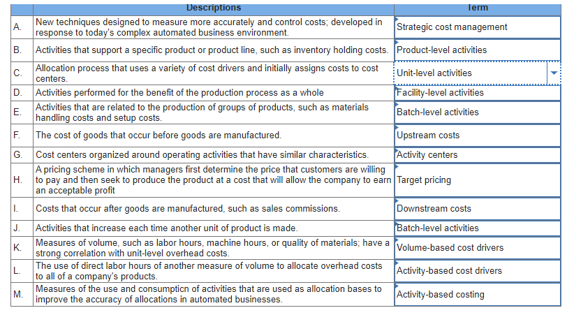 Questions C, J, L, and M are wrong 4. B. C. D.
