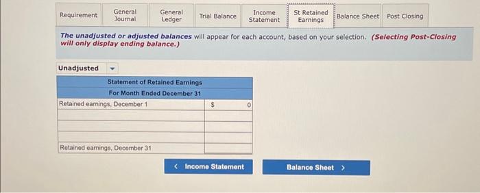 accounts properly included on the income statement. The unadjusted, adjus or post-closing