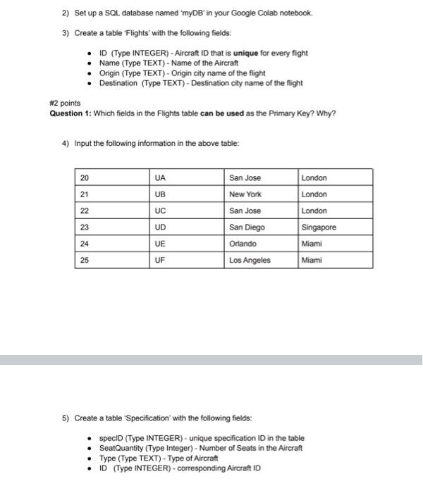  Answer only questions, no need for the code 2) Set up