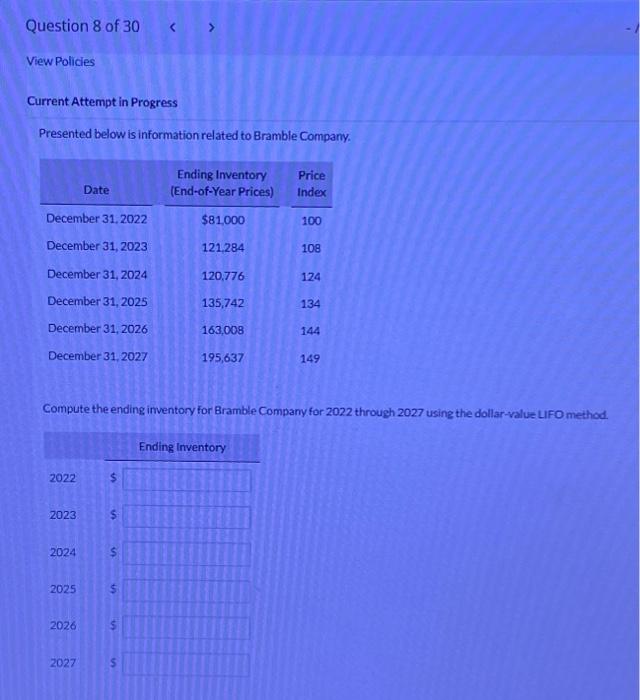  Current Attempt in Progress Presented below is information related to Bramble