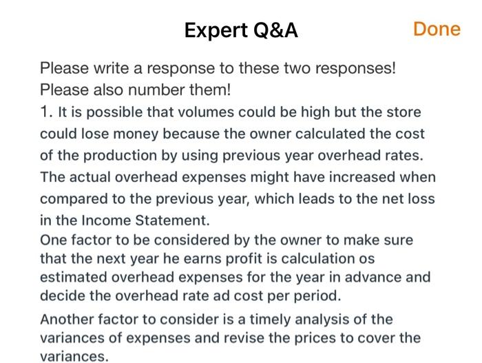  please write a response to these two statements! 2. If the