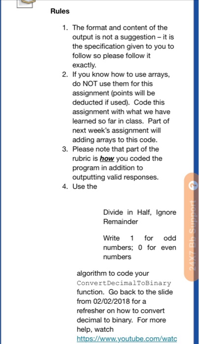  C code binary numbers Rules 1. The format and content of