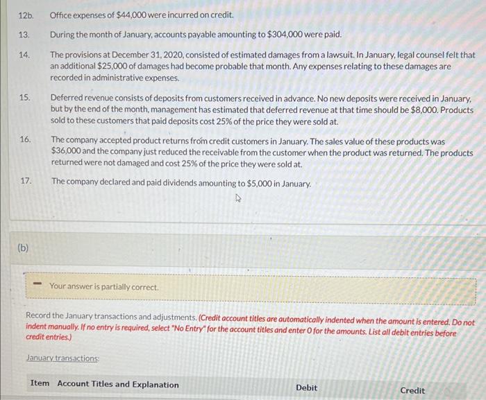 had the following transactions during January 2021. When recording these transactions, use