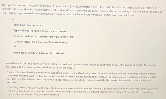 class for ExternalContractor as well and test your methods as you write