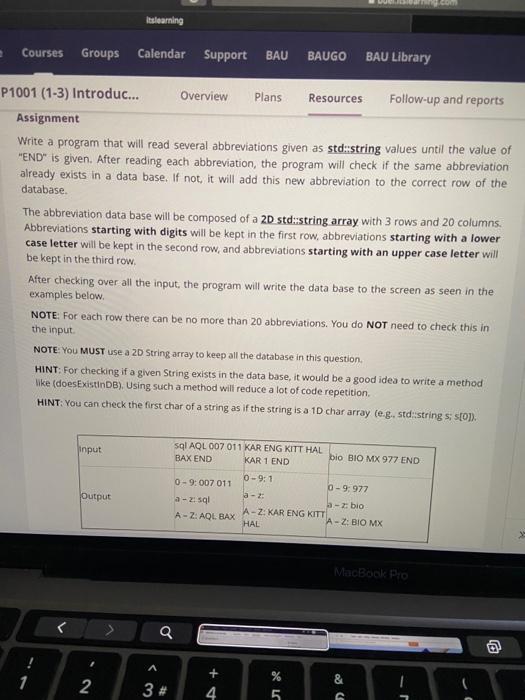  write the program in c++ Itslearning Courses Groups Calendar Support BAU