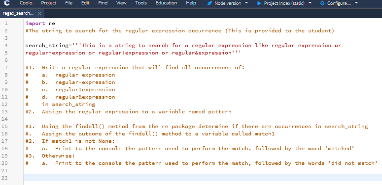 Regular Expression Search Challenge n this chalenge you wil use the file