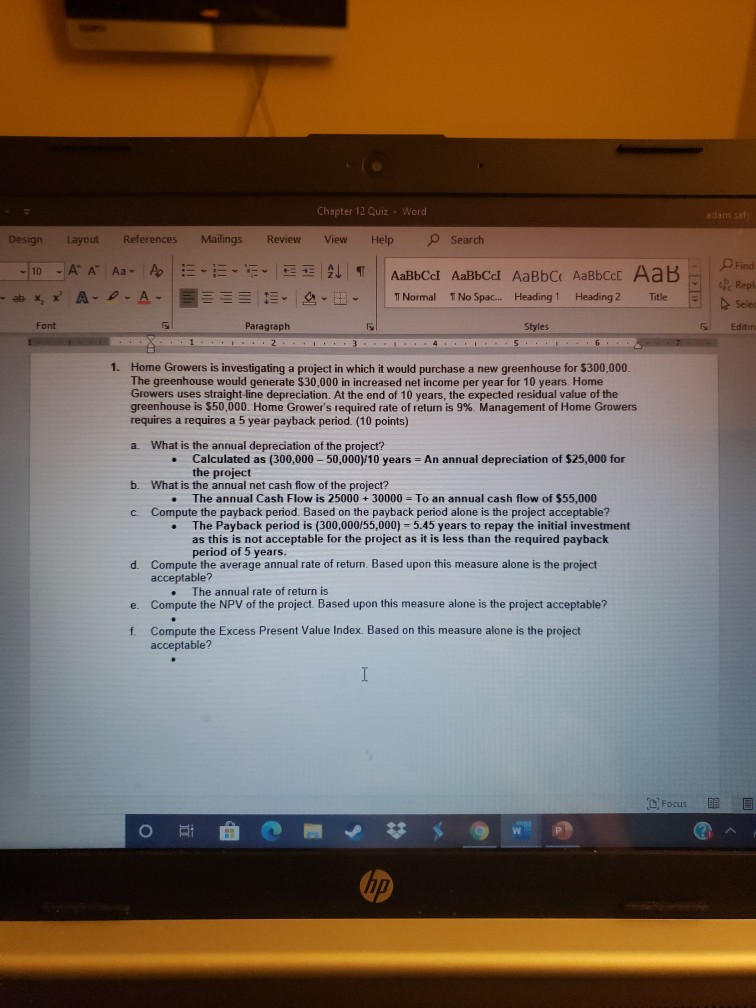 How would we solve question D. E. and F. Chapter 12