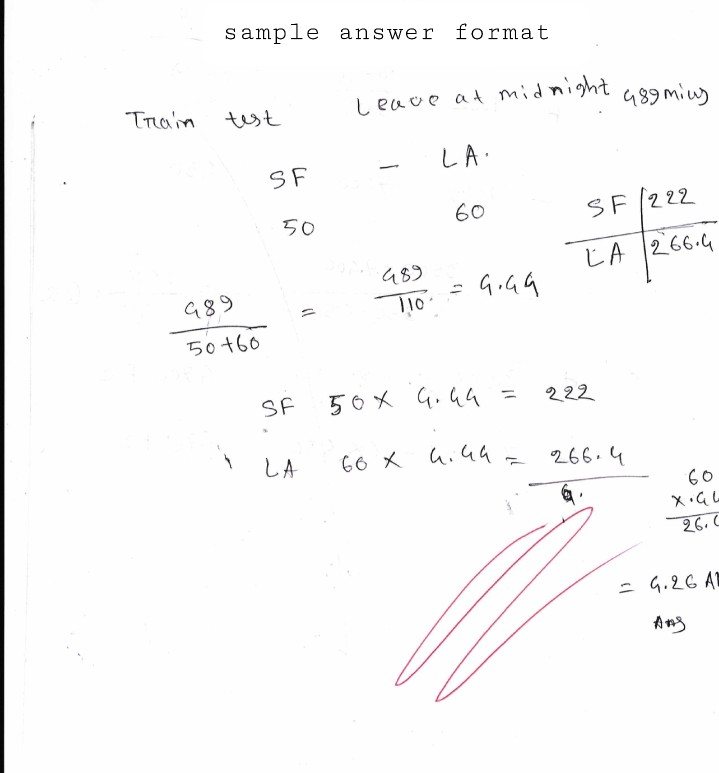 follow the exact sample answer format. *Answer must be handwritten. Question 4.TRAIN