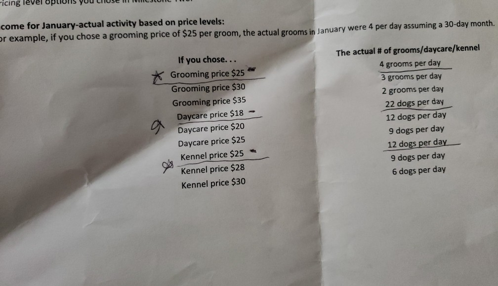 Module 4 (based on actual number of services for your pricing levels)