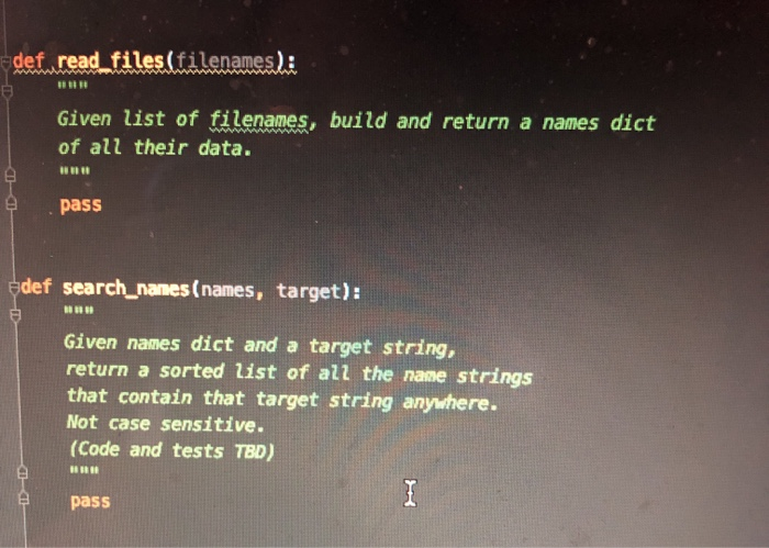 takes a list of filenames, building and returning a names dict of