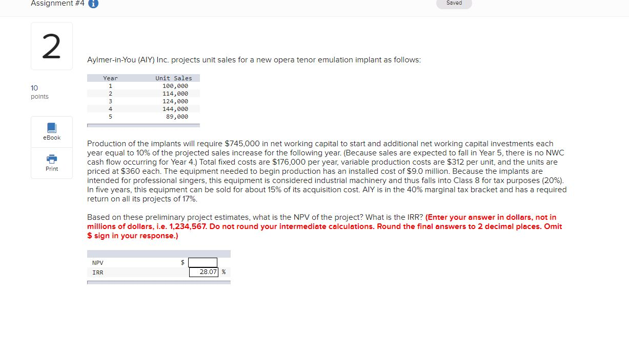 Assignment #40 Saved 2 Aylmer-in-You (AIY) Inc. projects unit sales for