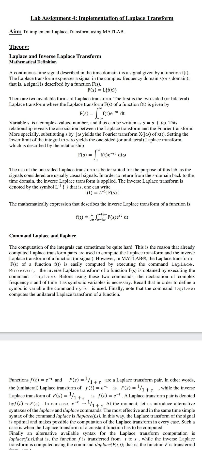  plz code in matlab an send the code Lab Assignment 4: