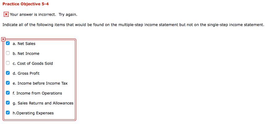  Practice Objective 5-4 x Your answer is incorrect. Try again. Indicate