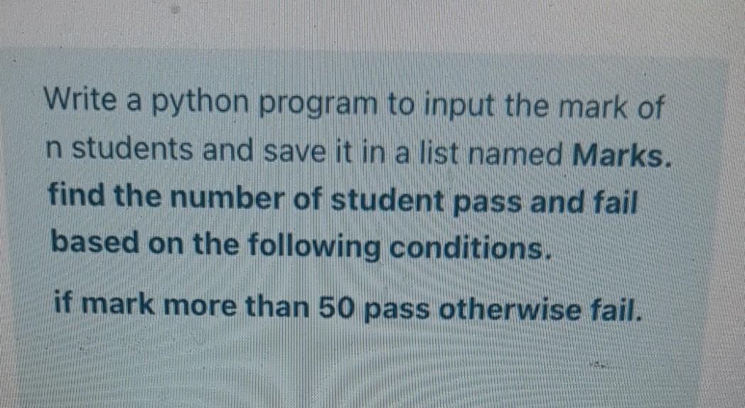 Write a python program to input the mark of n students
