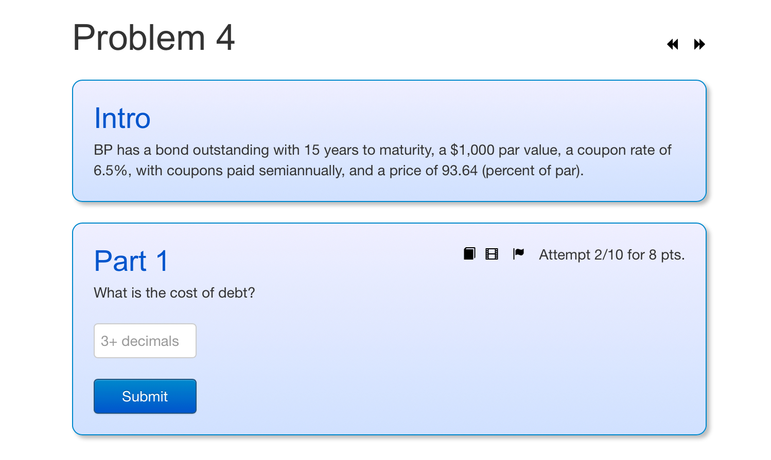  Problem 4 Intro BP has a bond outstanding with 15 years